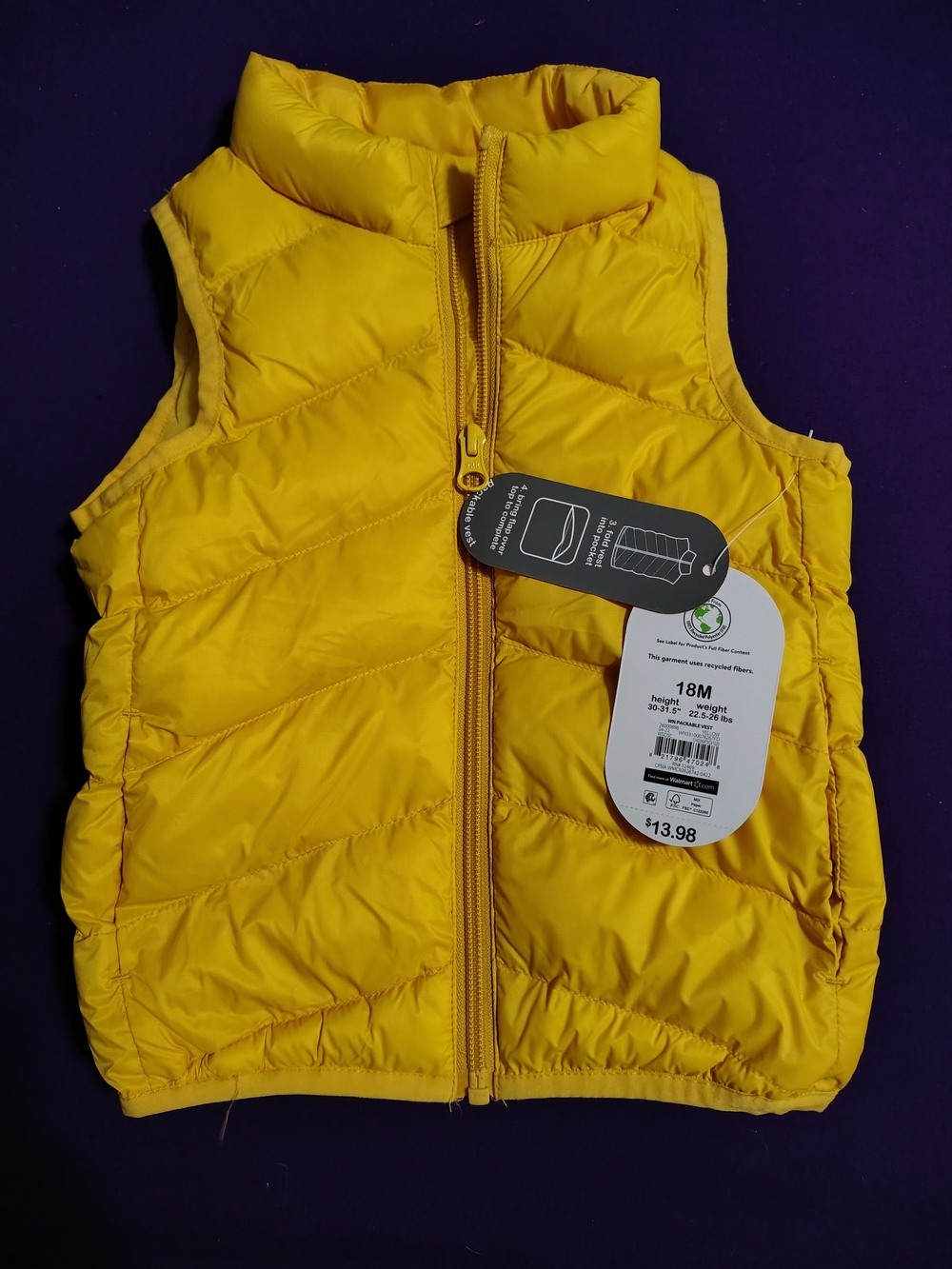 wonder nation Yellow Toddler Puffer Vest